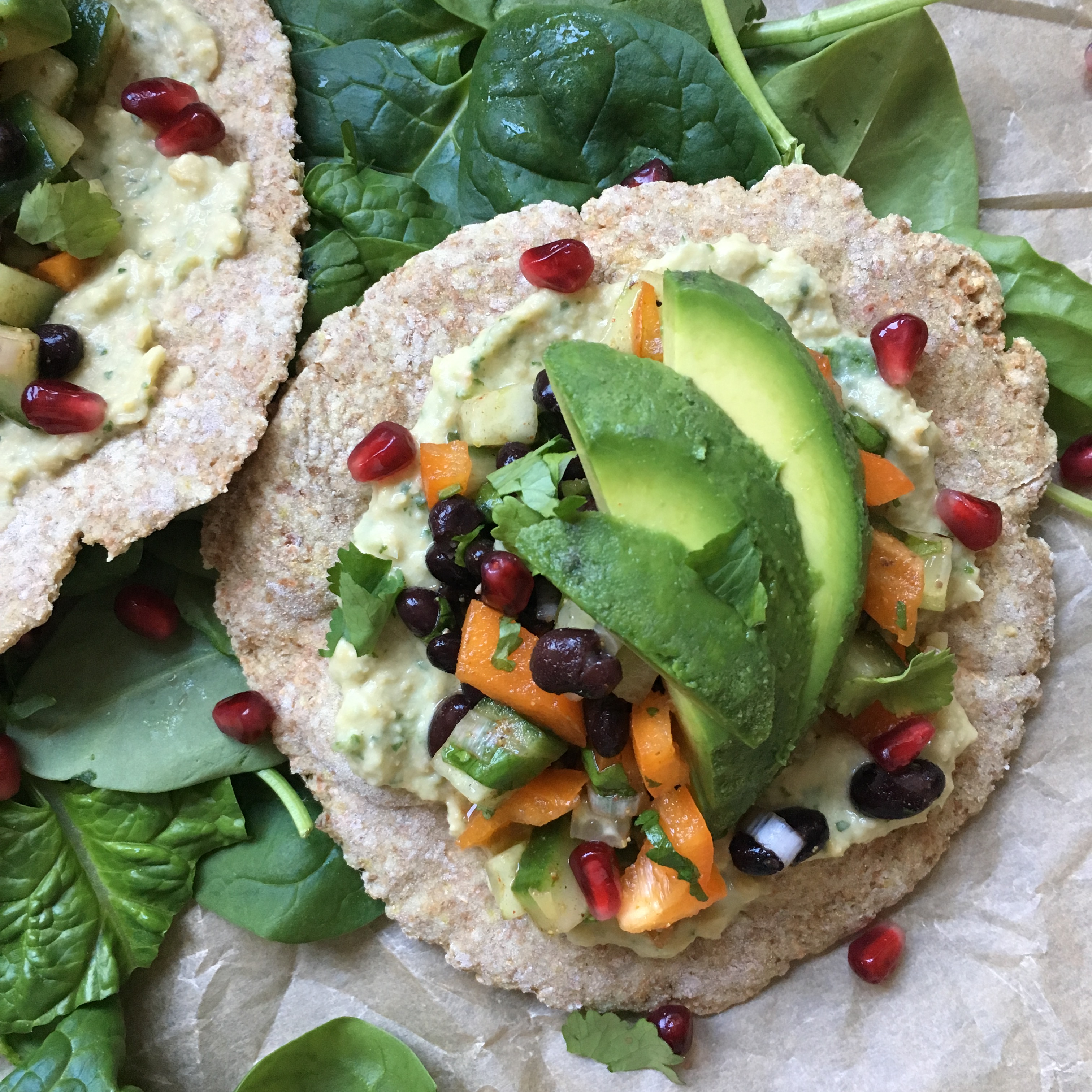 Easy Fluffy Flatbread with Hummus and Avocado