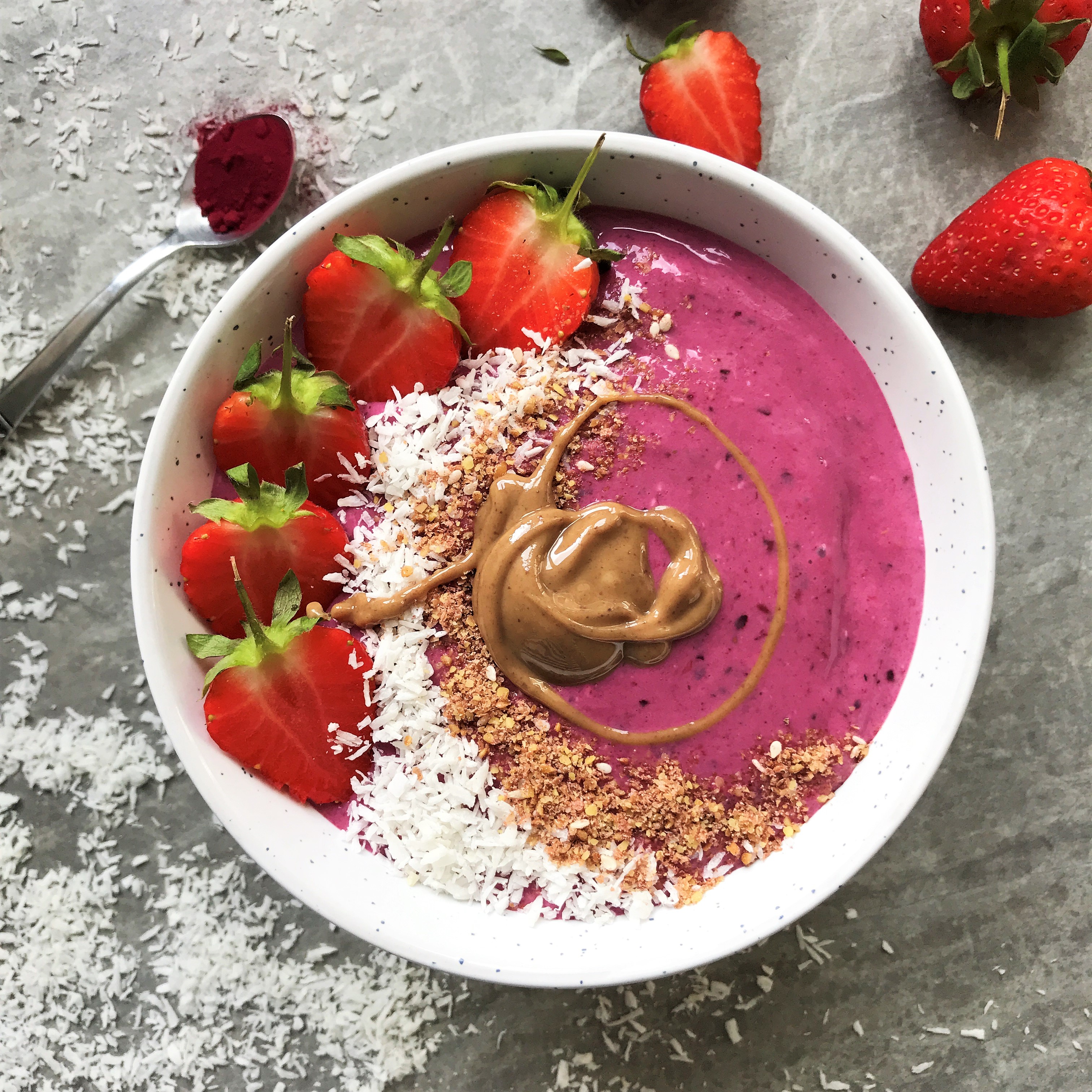 Forest Fruit Berry and Coconut Smoothie Bowl