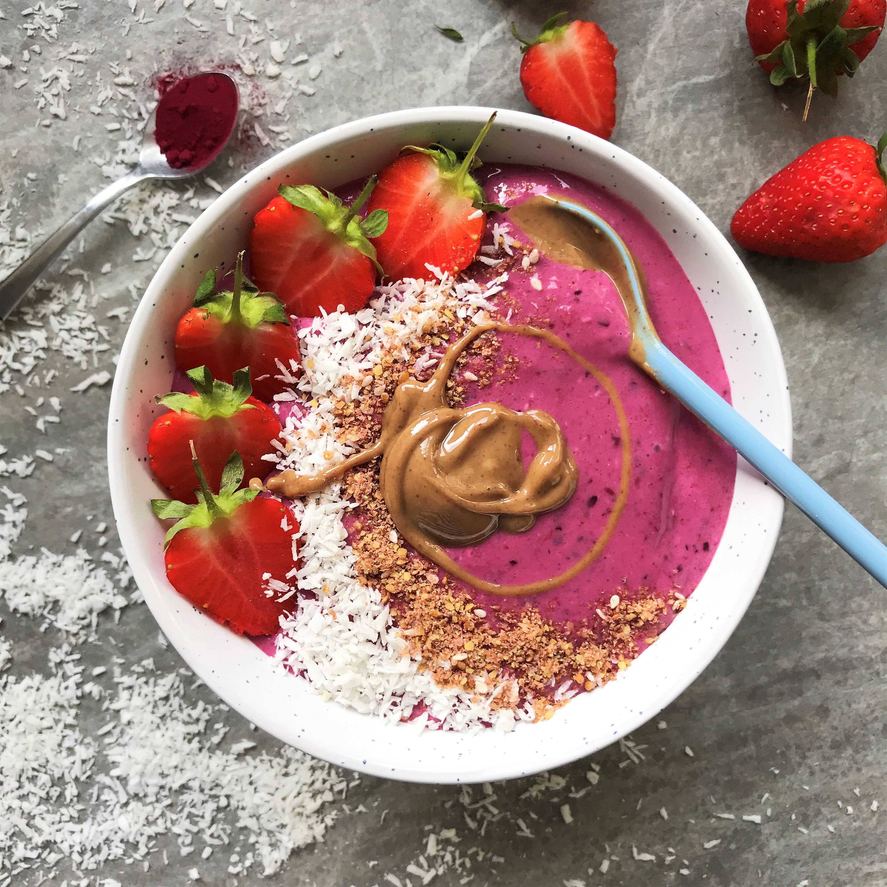 Forest Fruit Berry and Coconut Smoothie Bowl