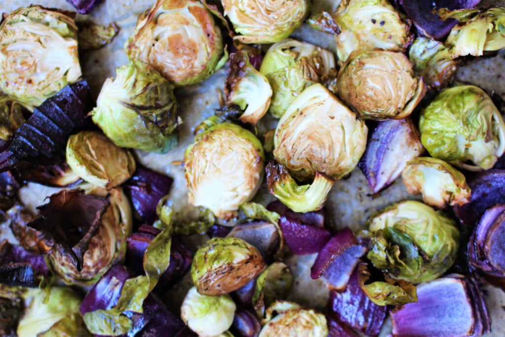 Maple-Balsamic Brussel Sprouts - Nourishing Amy