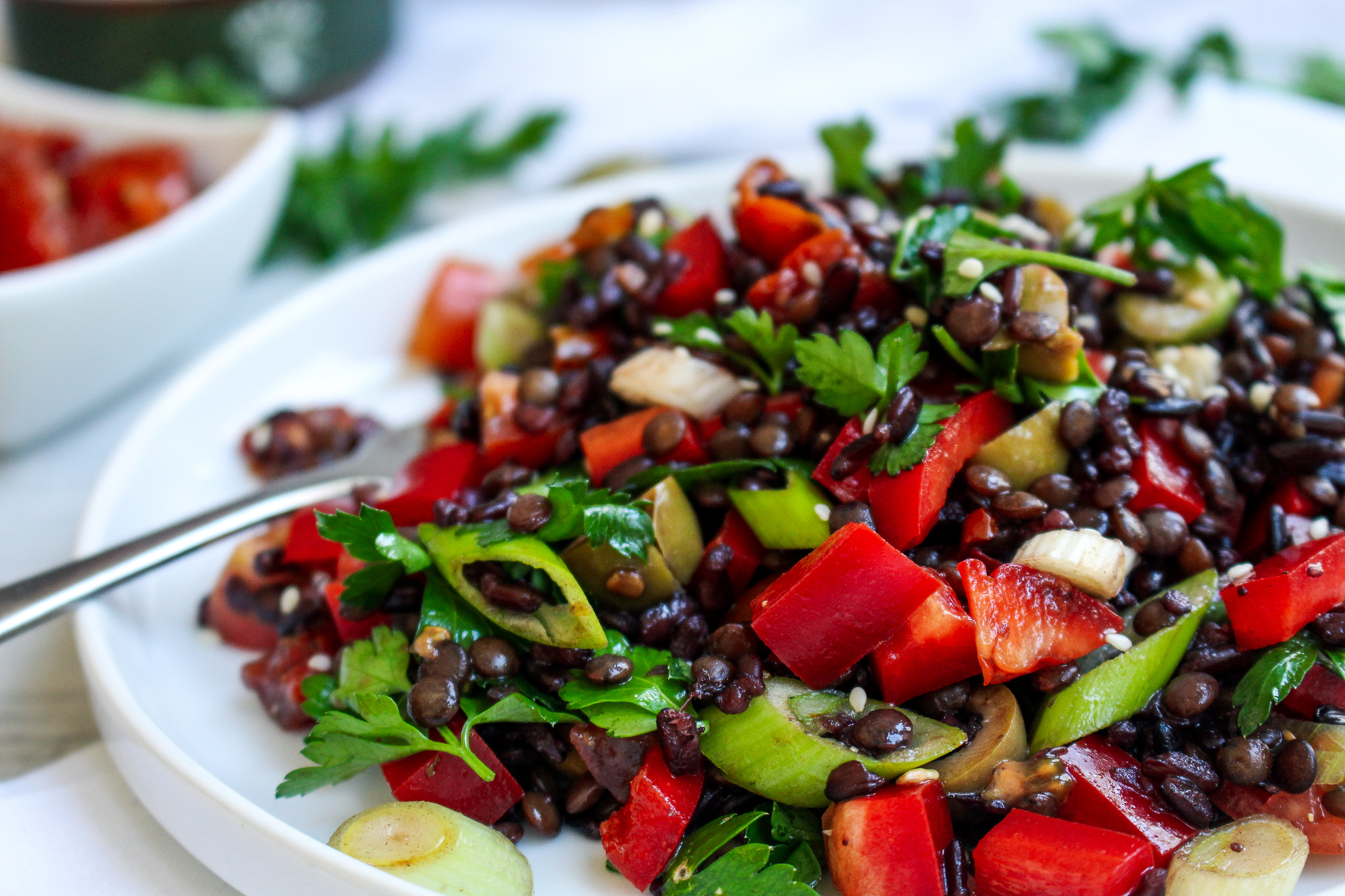 Black Rice and Lentil Mediterranean Salad