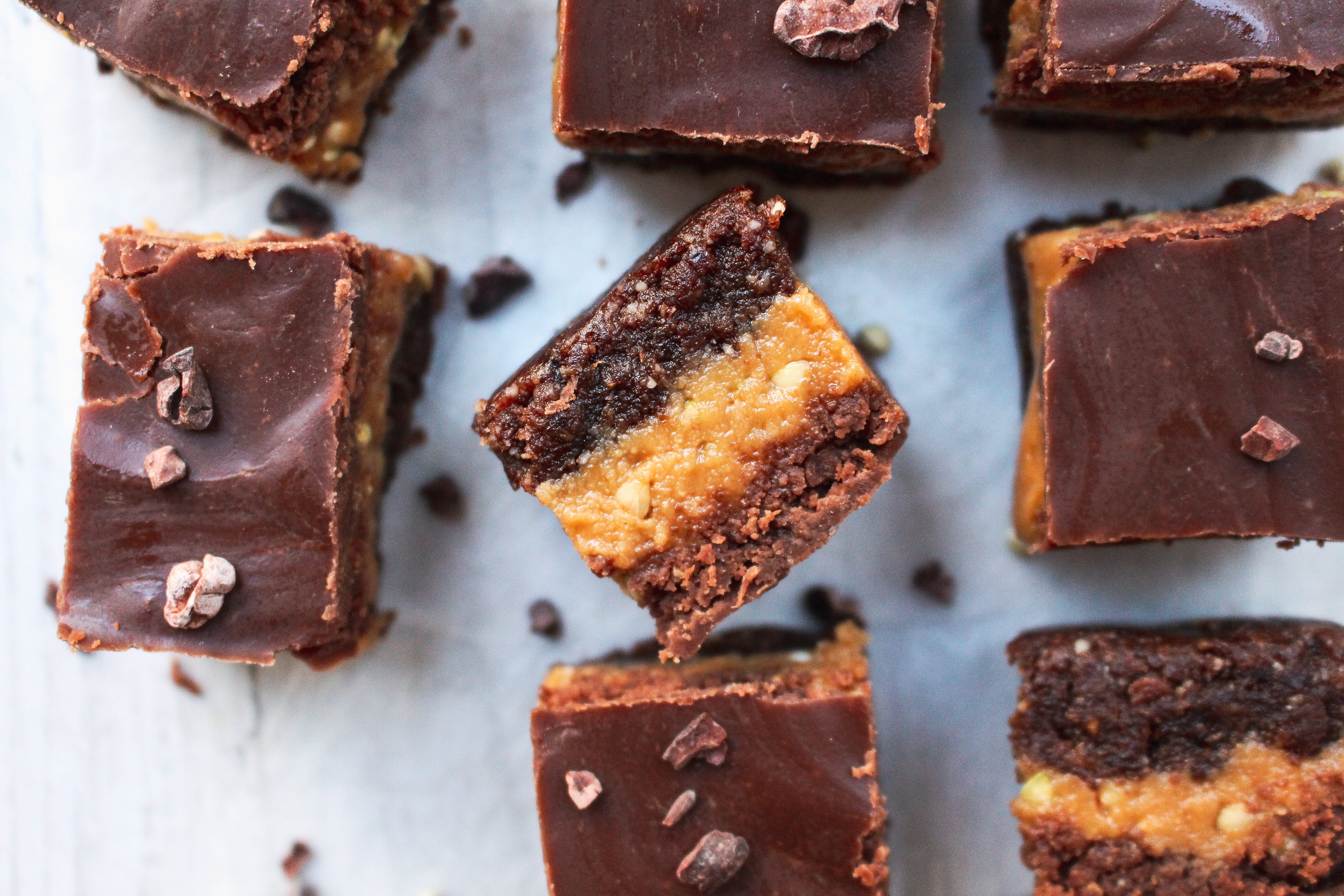 Peanut Butter Coffee Crunch Chocolate Slices