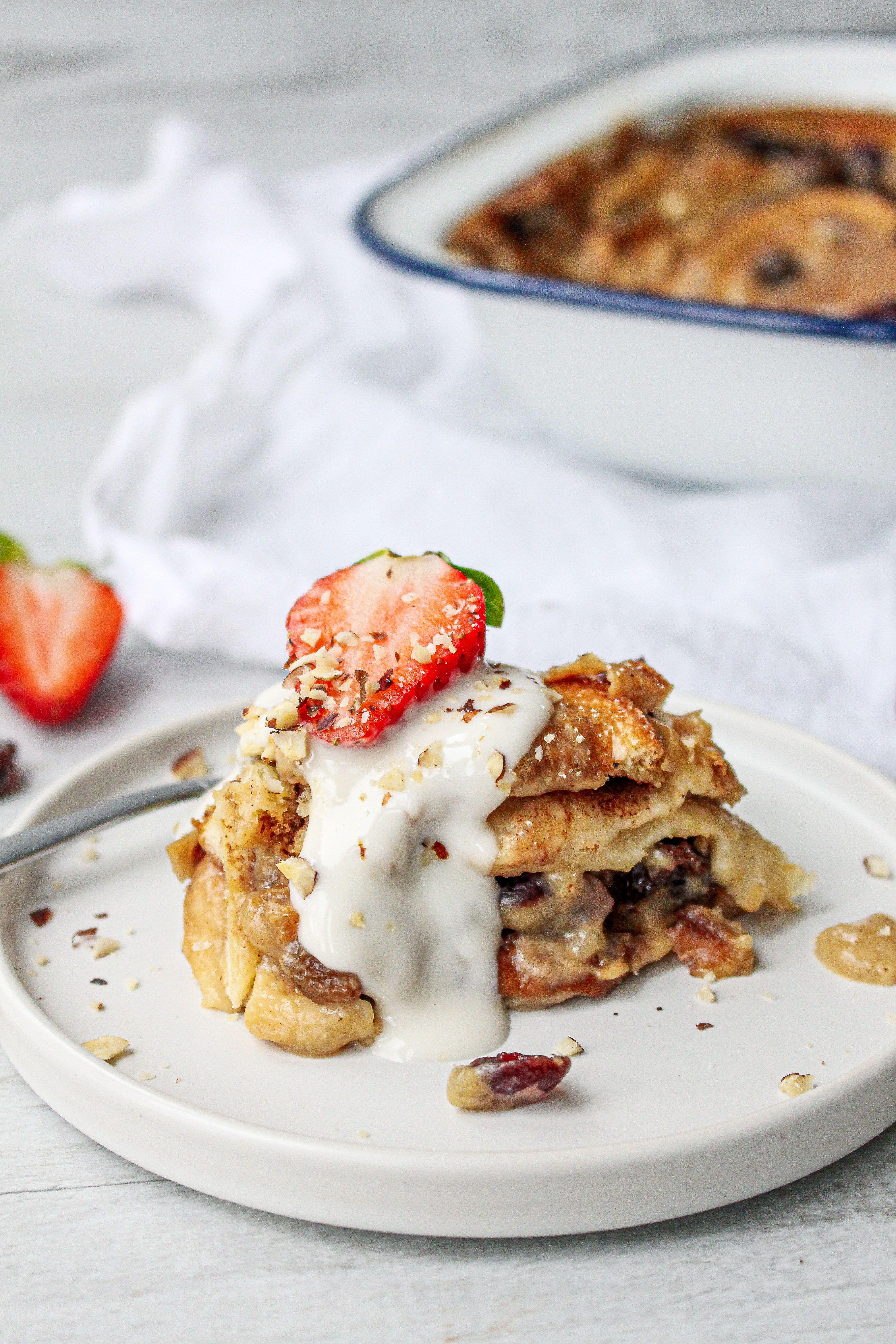 Vegan Cinnamon and Cardamom Bread and Butter Pudding