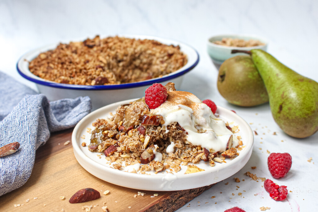 Pear, Cardamom and Almond Crumble - Nourishing Amy