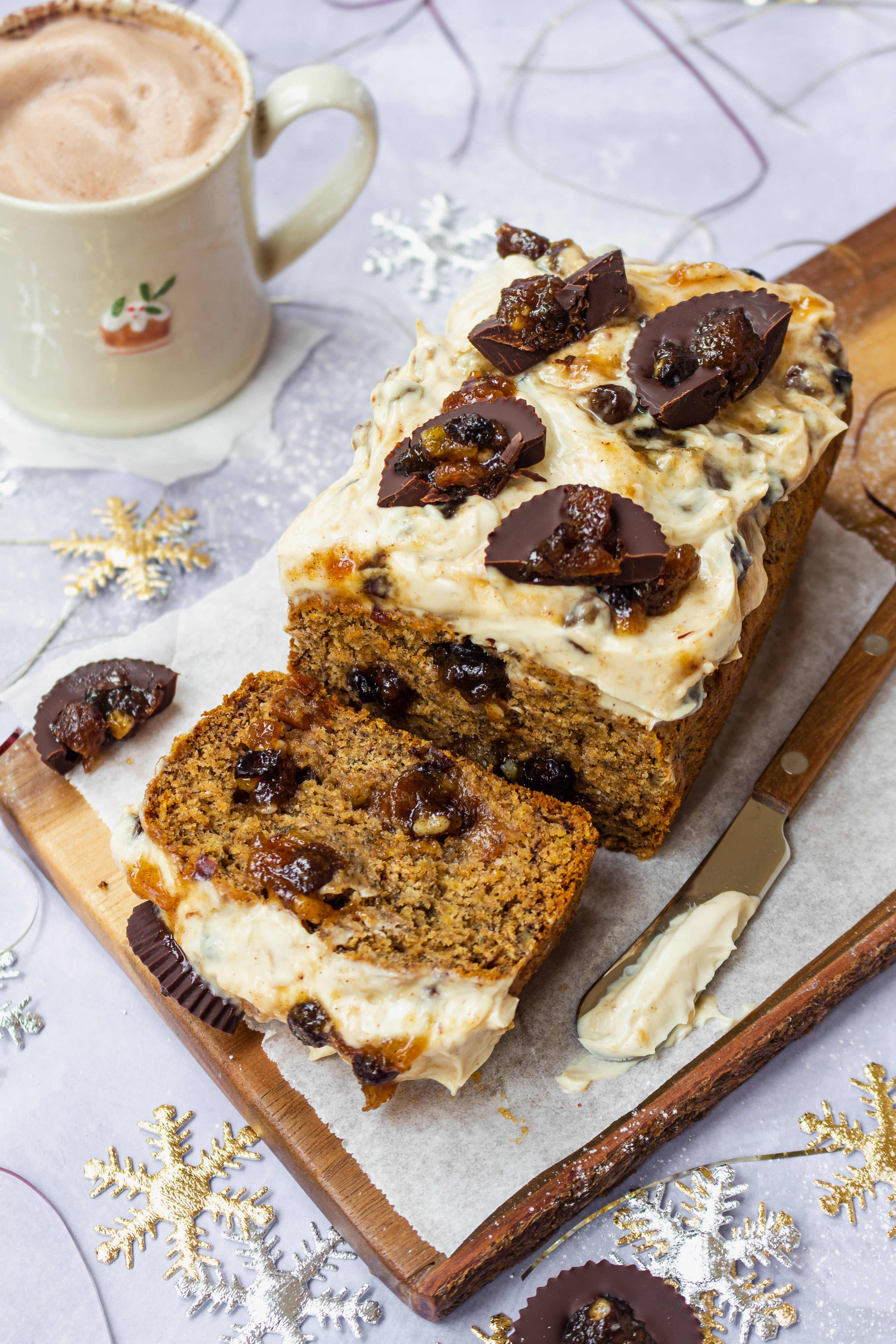 Mince Pie Banana Bread with Cream Cheese Frosting