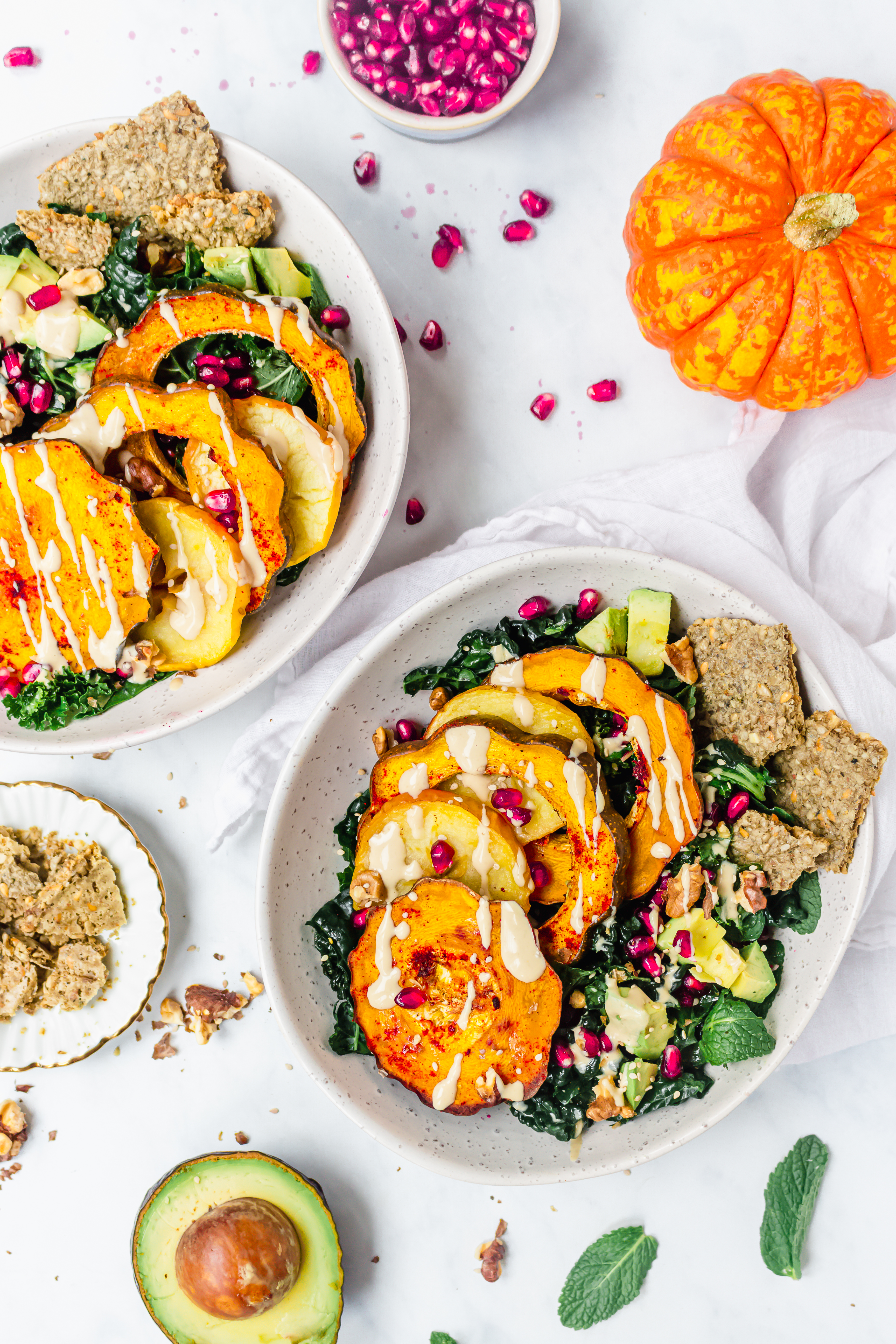 Paprika Roasted Squash and Apple Salad with Ginger Tahini
