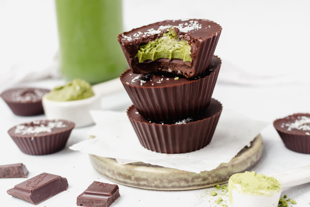 Minty Matcha Chocolate Nut Butter Cups - Nourishing Amy