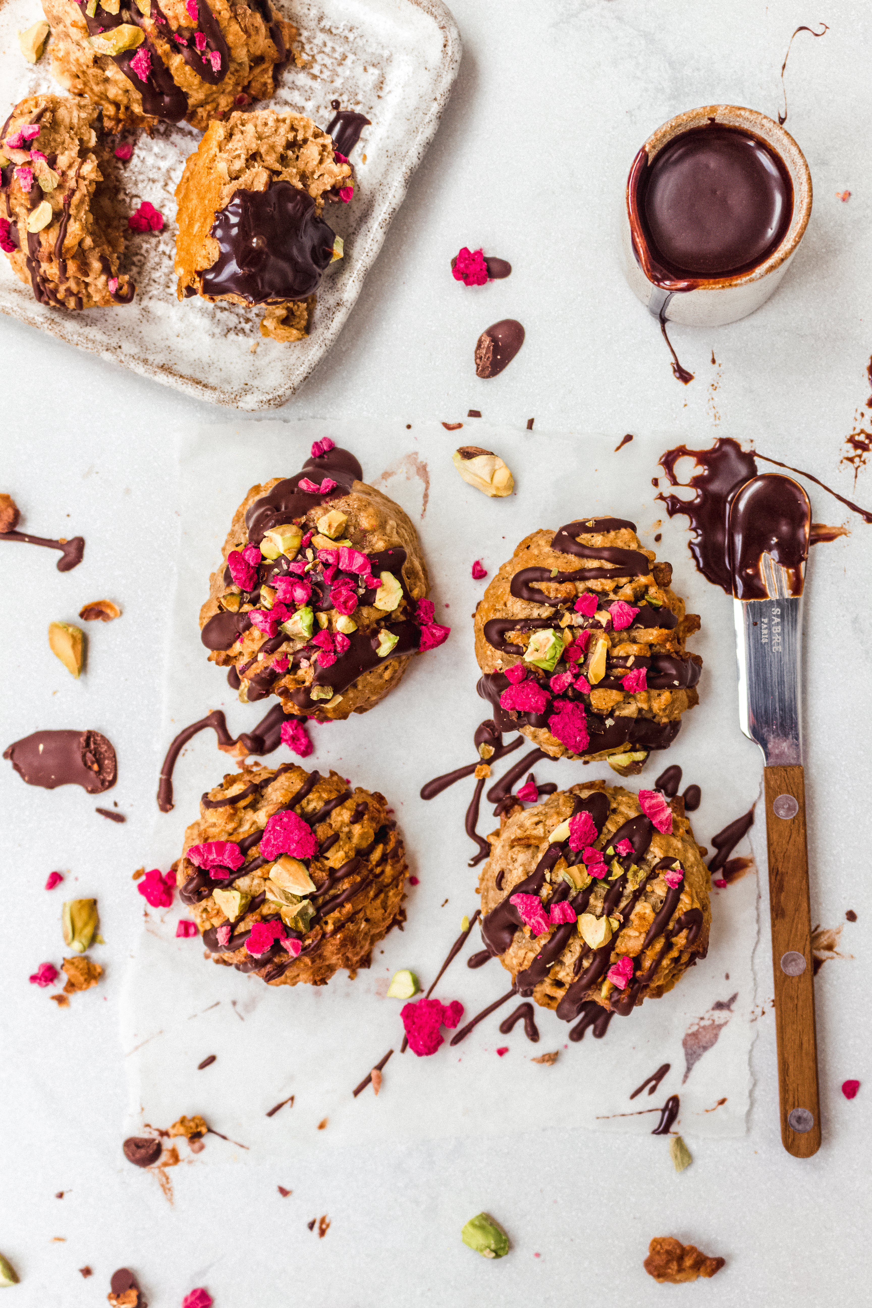 Chocolate Topped Cashew Oat Cookies