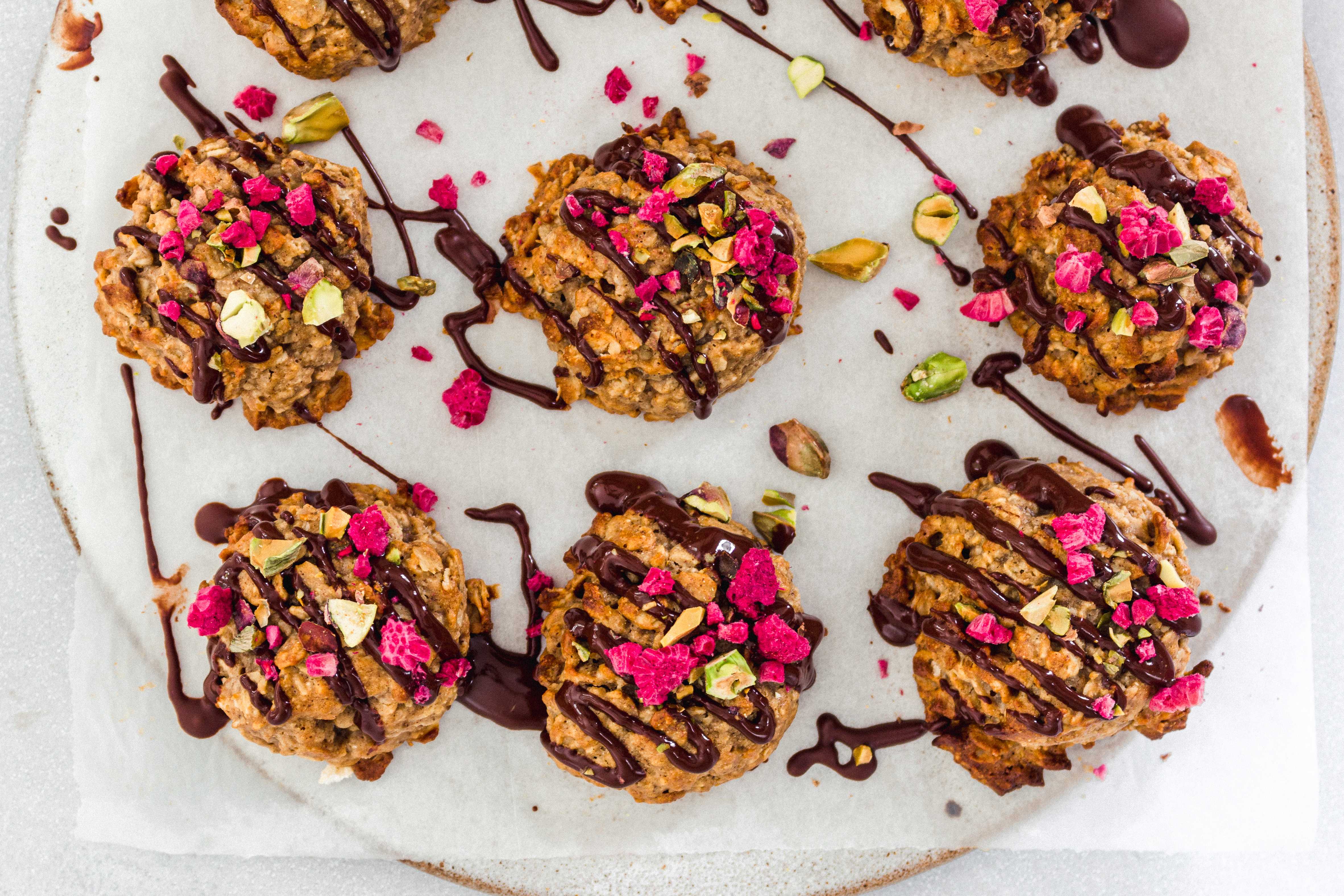 Chocolate Topped Cashew Oat Cookies