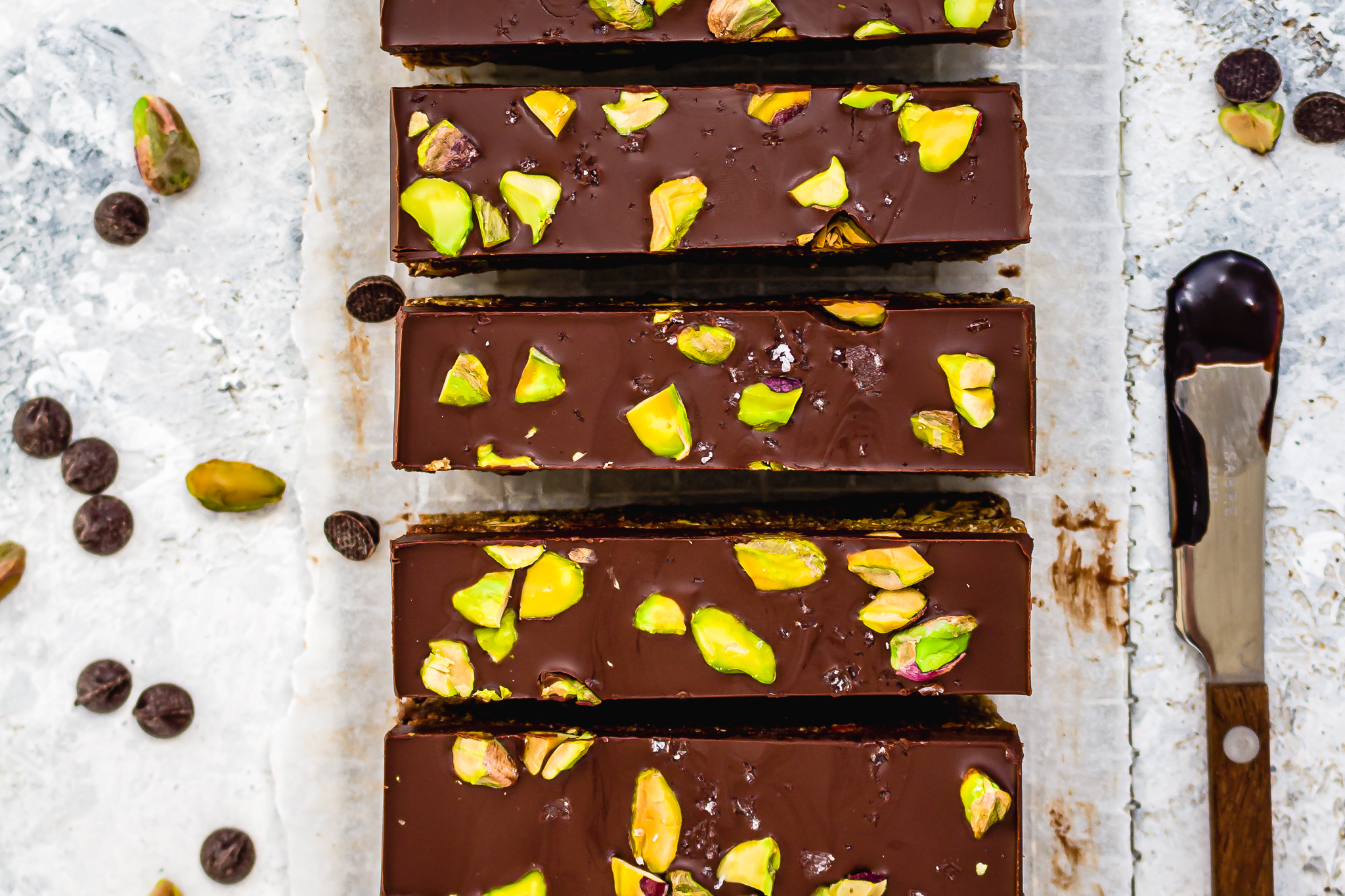 Chocolate and Pistachio Cookie Dough Bars