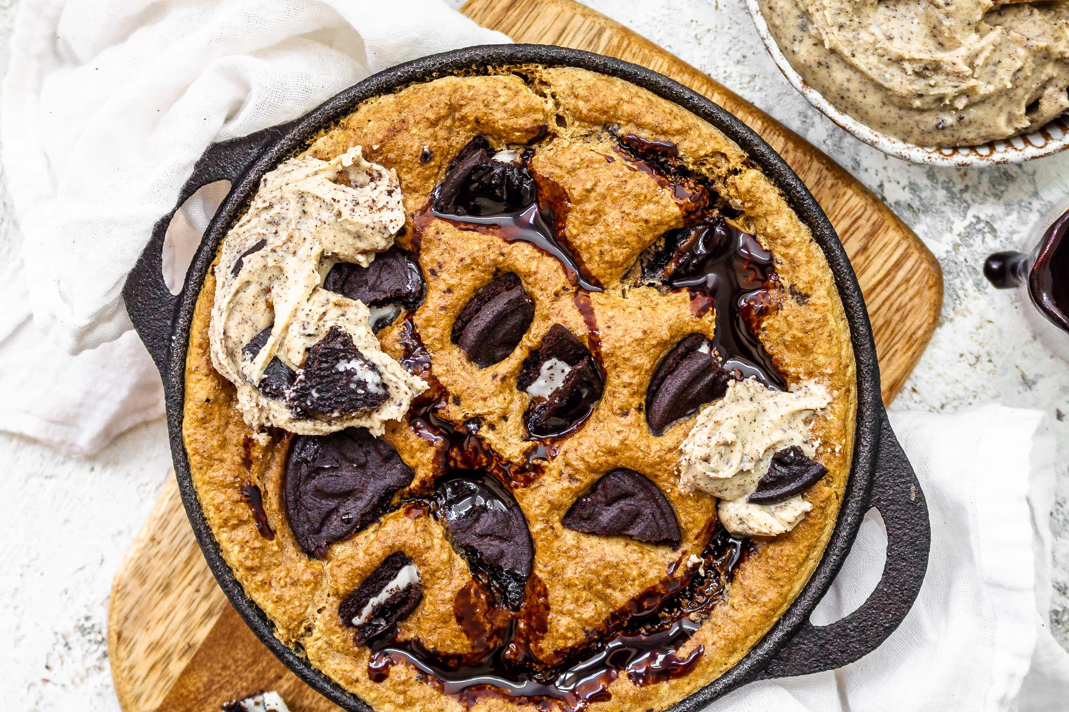 Cookies and Cream Baked Skillet Pancake