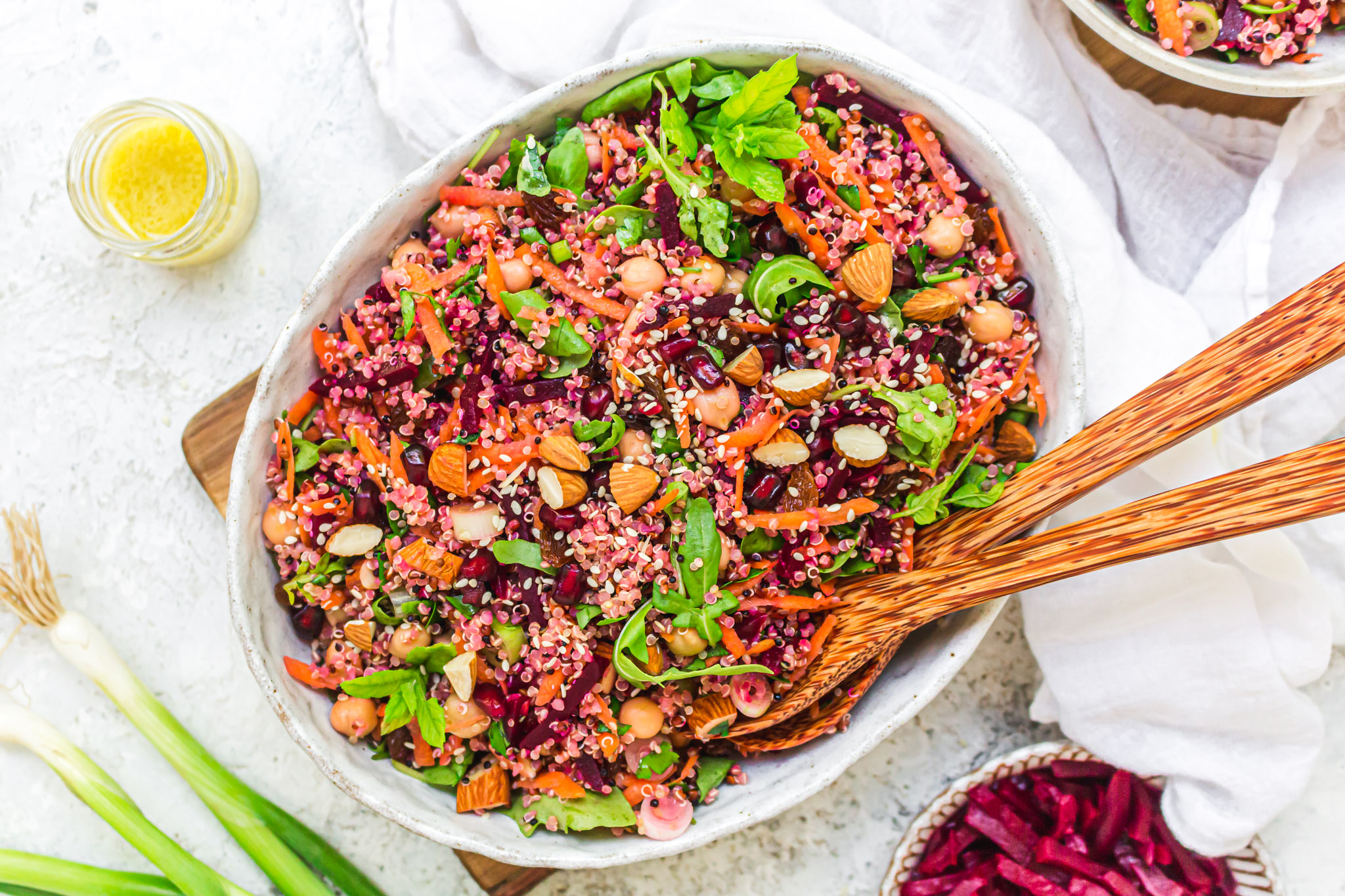 Almond Beetroot and Chickpea Quinoa Salad