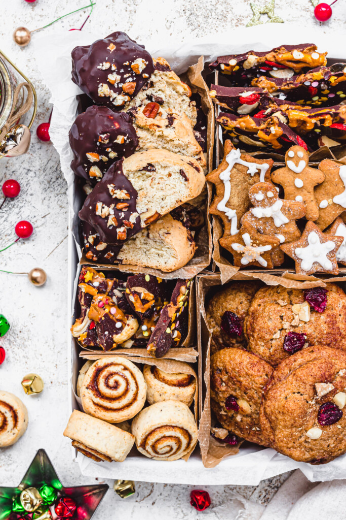 Homemade Vegan Cookie Box and Festive Chocolate Bark - Nourishing Amy