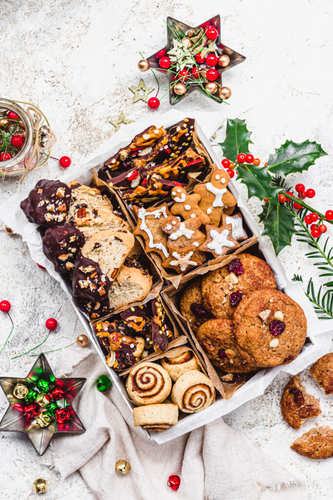 Homemade Vegan Cookie Box and Festive Chocolate Bark - Nourishing Amy