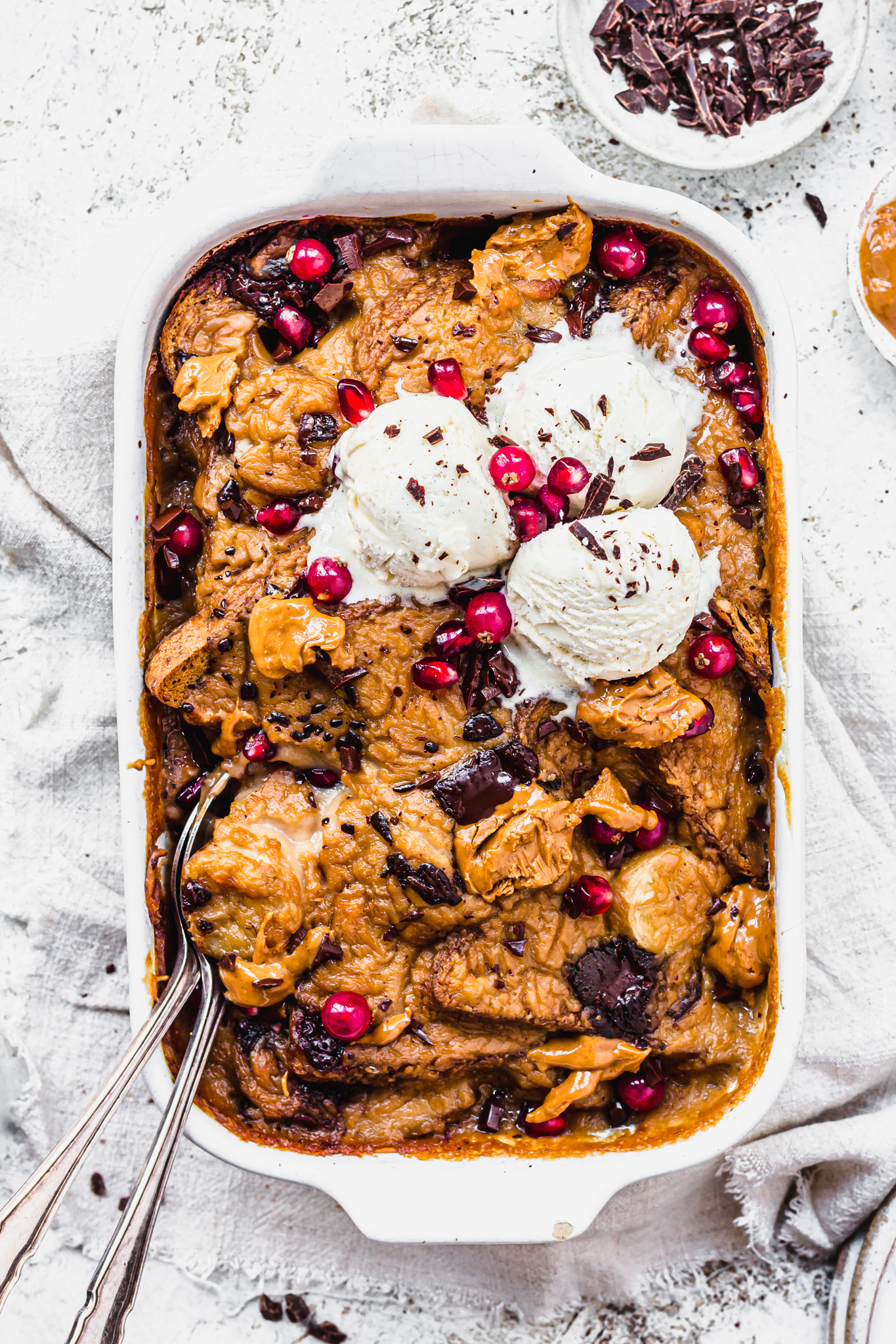 Peanut Butter Banana and Chocolate Bread and Butter Pudding