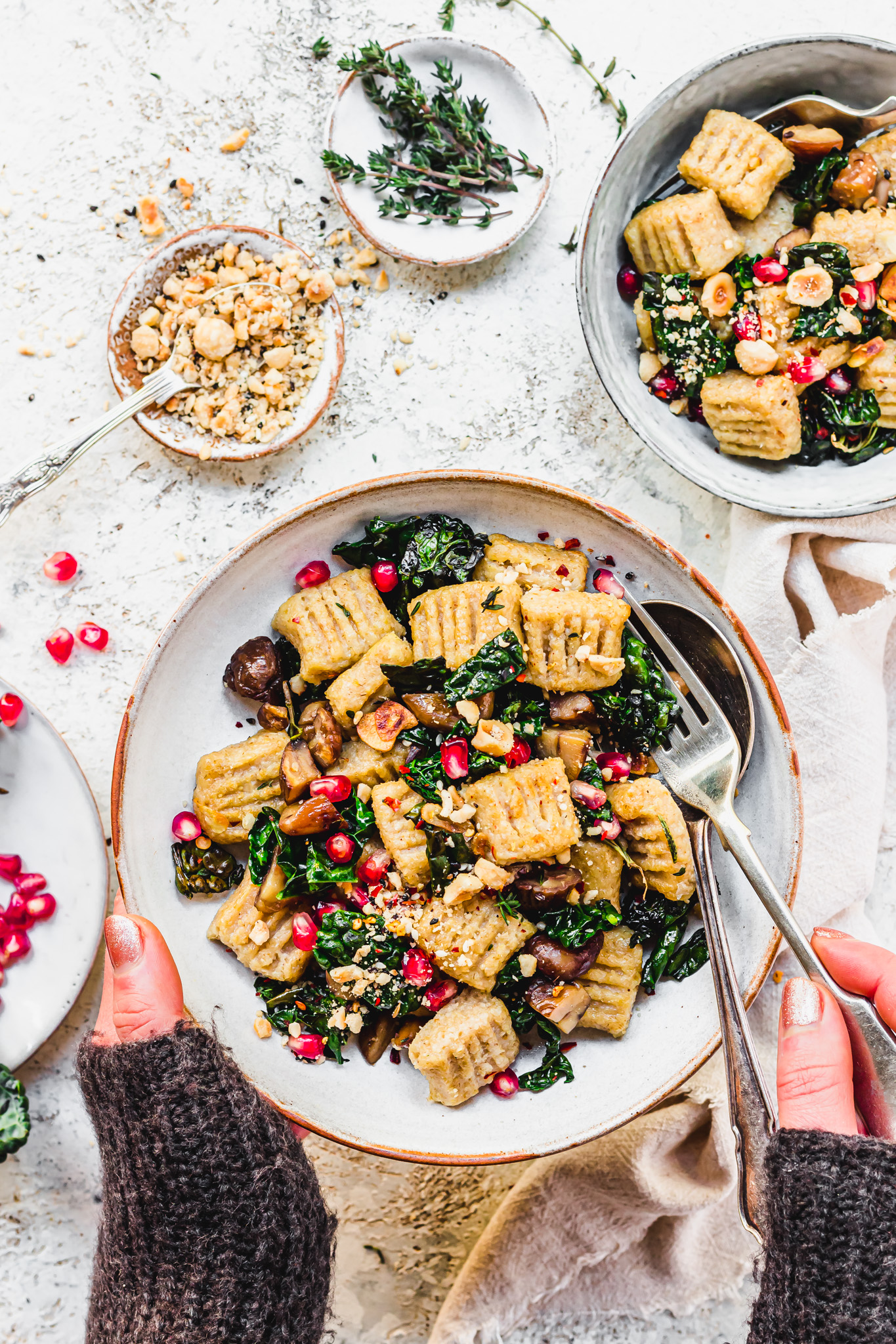 Parsnip Gnocchi with Chestnuts and Kale