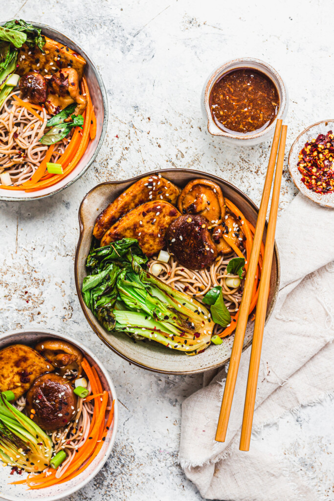 Sticky Mushroom and Tofu Noodles (Vegan GF) - Nourishing Amy