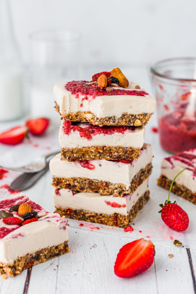 Strawberry Cheesecake Bars (Vegan Gluten-Free) - Nourishing Amy