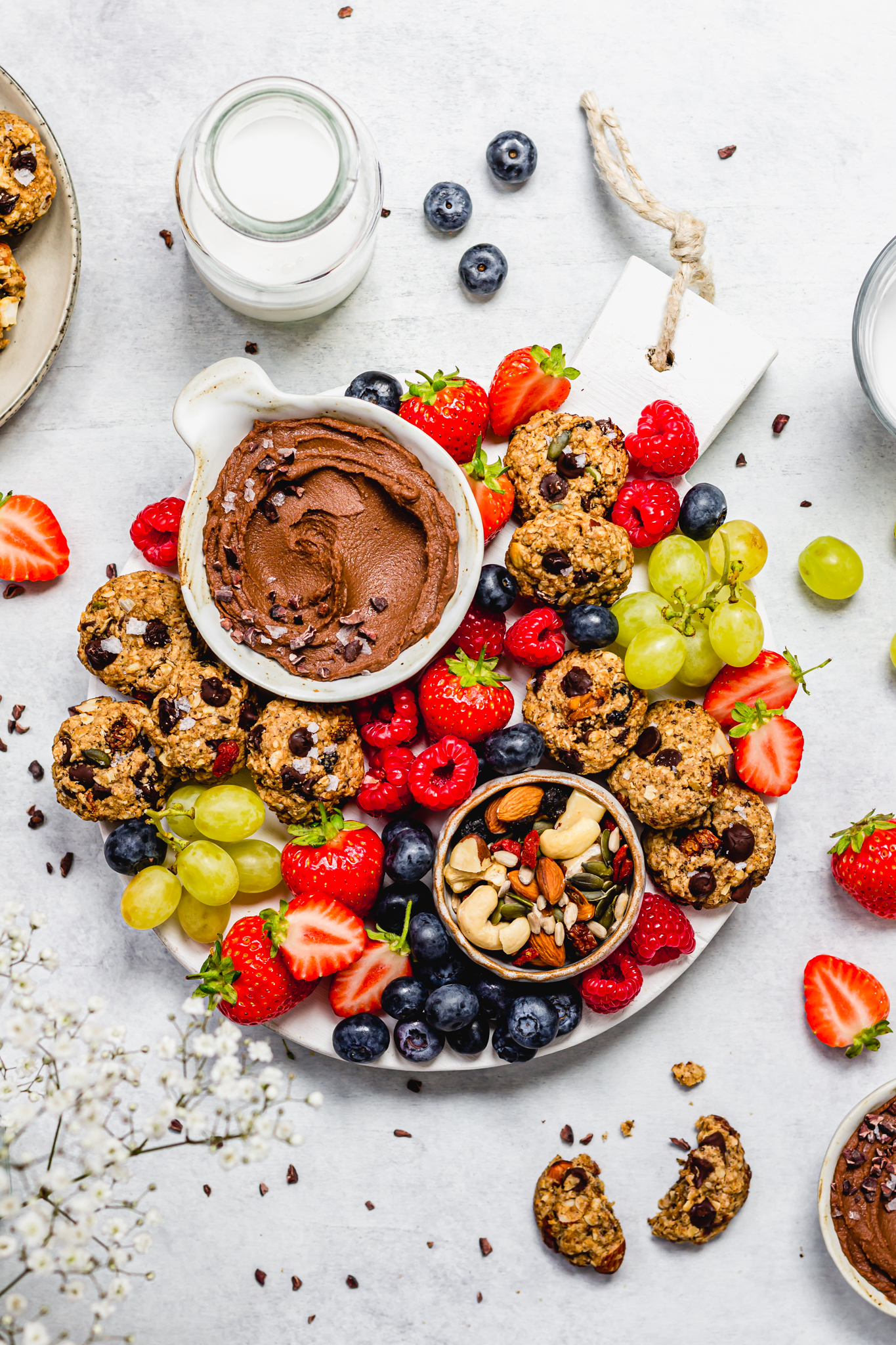 Vegan Dessert Board with cookies and fruit