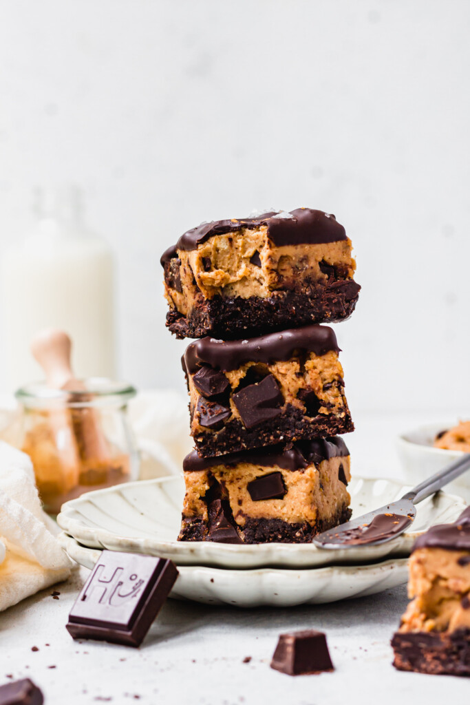 Stack of 3 Pumpkin Spice Brownie Cookie Dough Bars