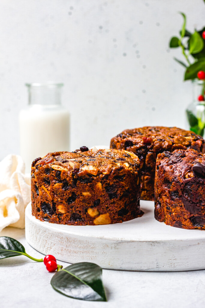 Un-frosted Easy Vegan Christmas Cake 3 Ways