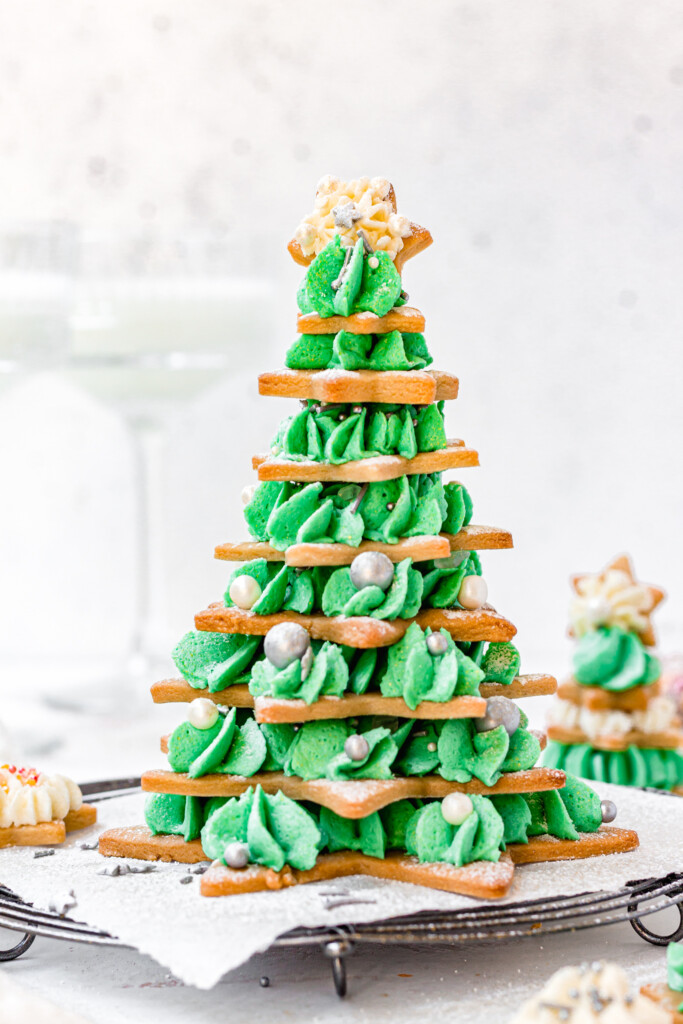 A stack of Christmas Tree Sugar Cookies