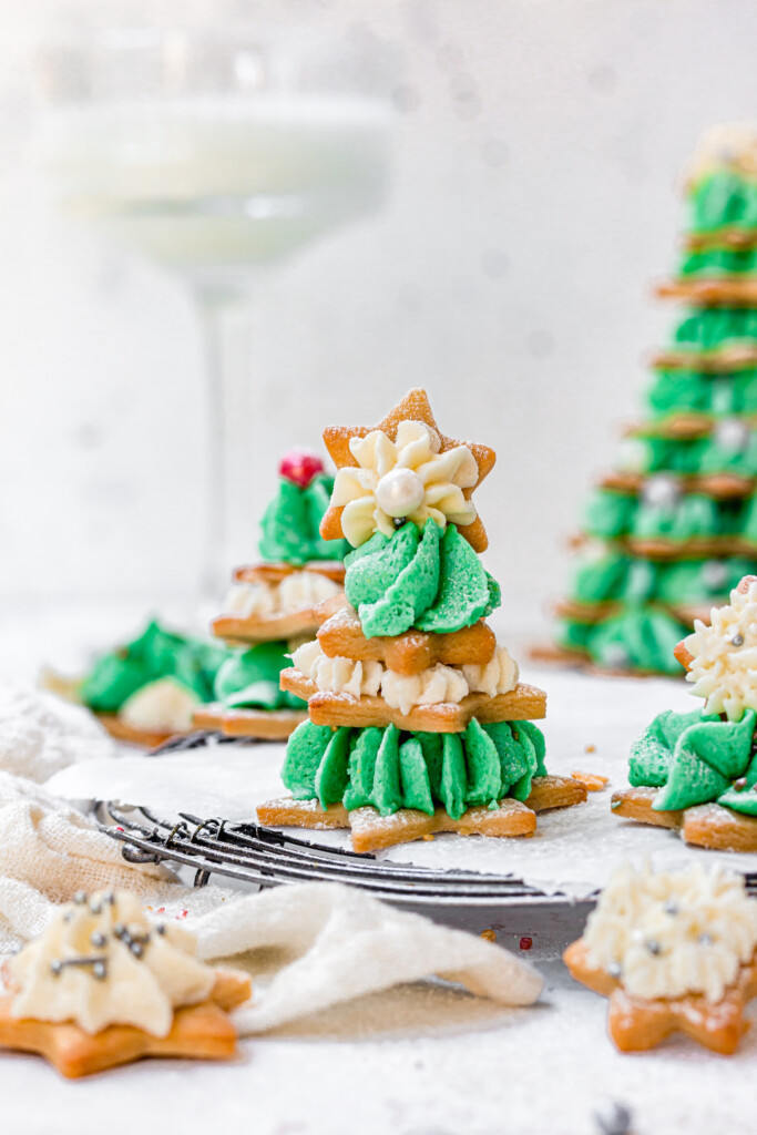 A mini stack of Christmas Tree Sugar Cookies