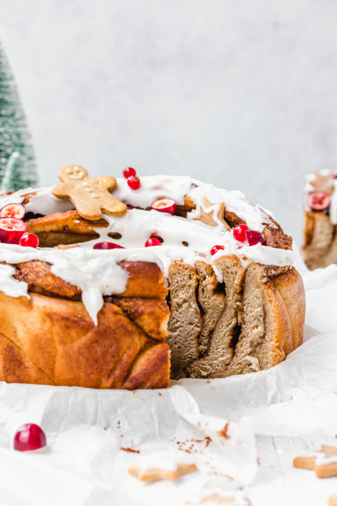 Close up of Giant Gingerbread Cinnamon Roll