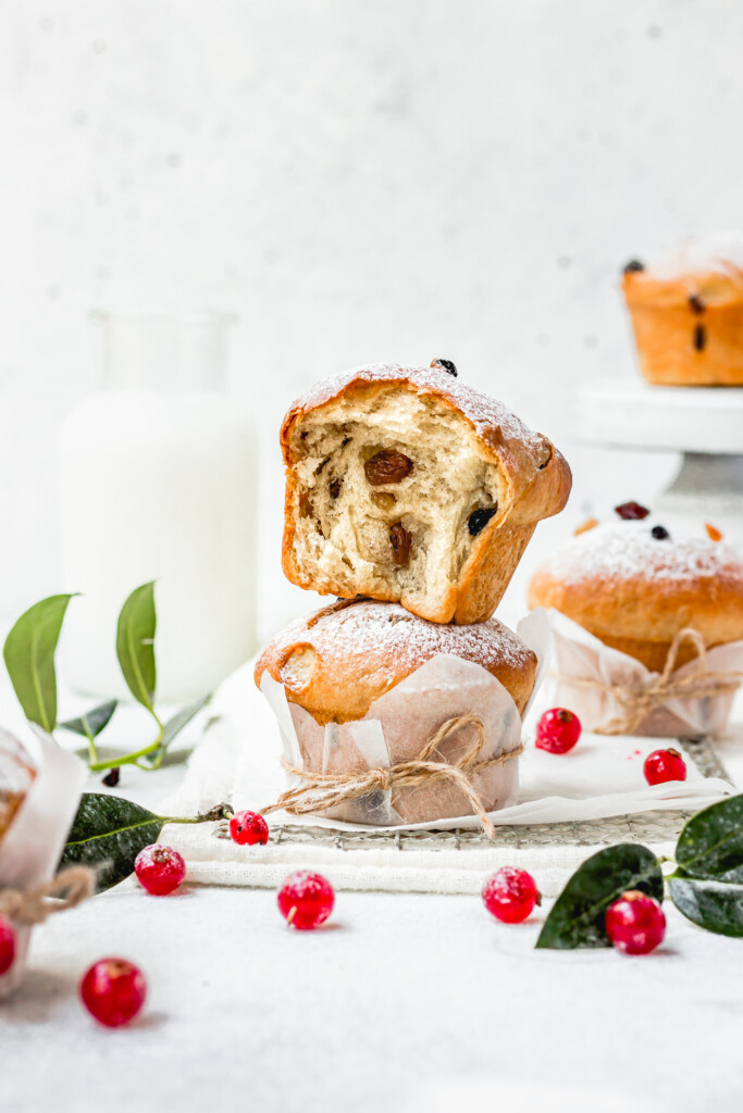 A stack of two Mini Vegan Panettone (Easy)