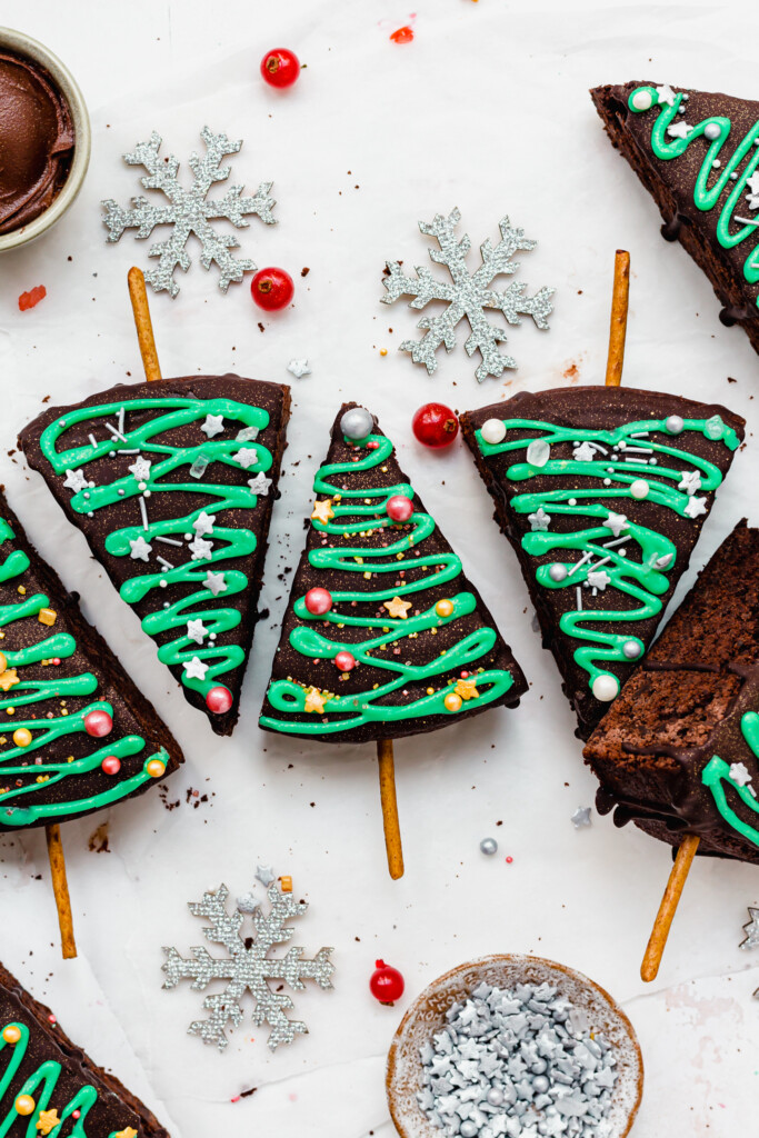 Vegan Christmas Tree Brownies (Gluten-Free) - Nourishing Amy