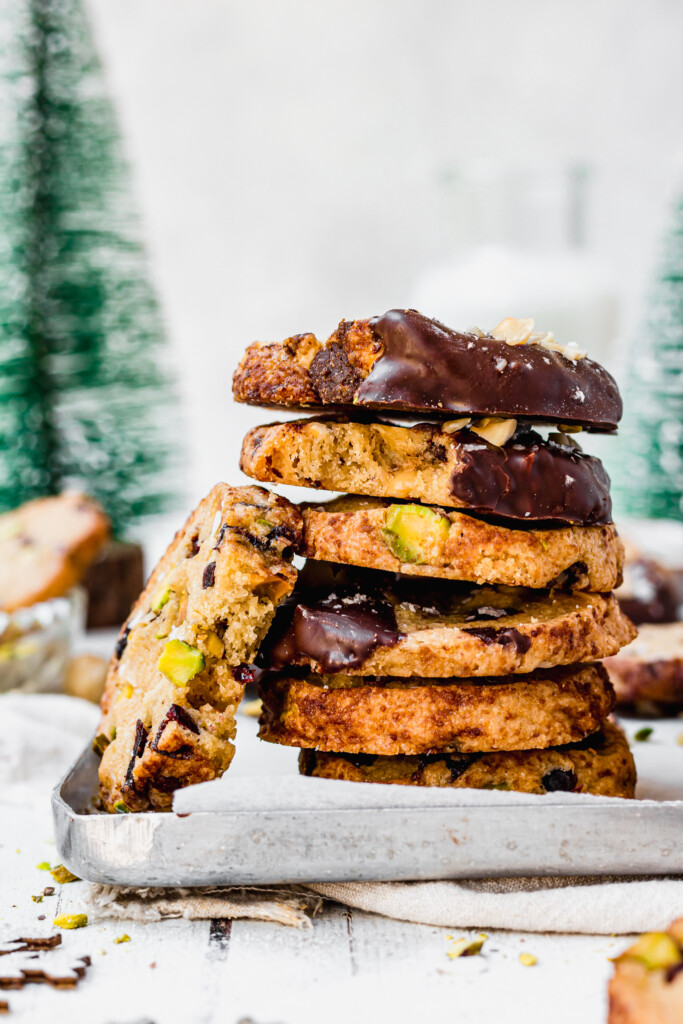 A stack of Vegan Slice and Bake Shortbread Cookies