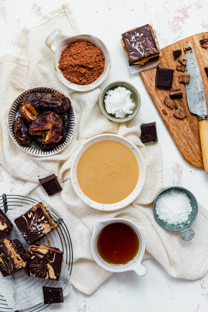 Ingredients for No Bake Almond Caramel Brownies