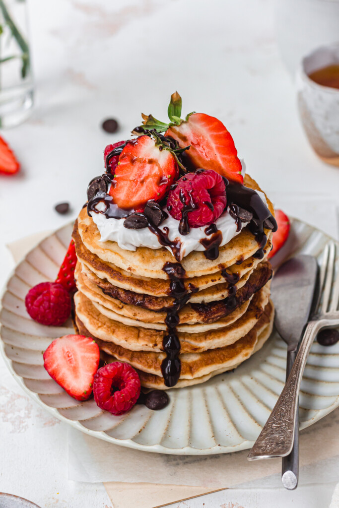 Chocolate Filled Pancakes on a pretty plate
