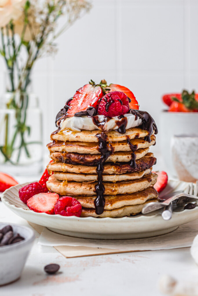 A stack of Chocolate Filled Pancakes