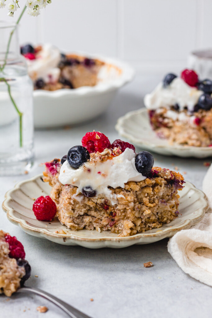 A slice of Chocolate Berry Baked Oats