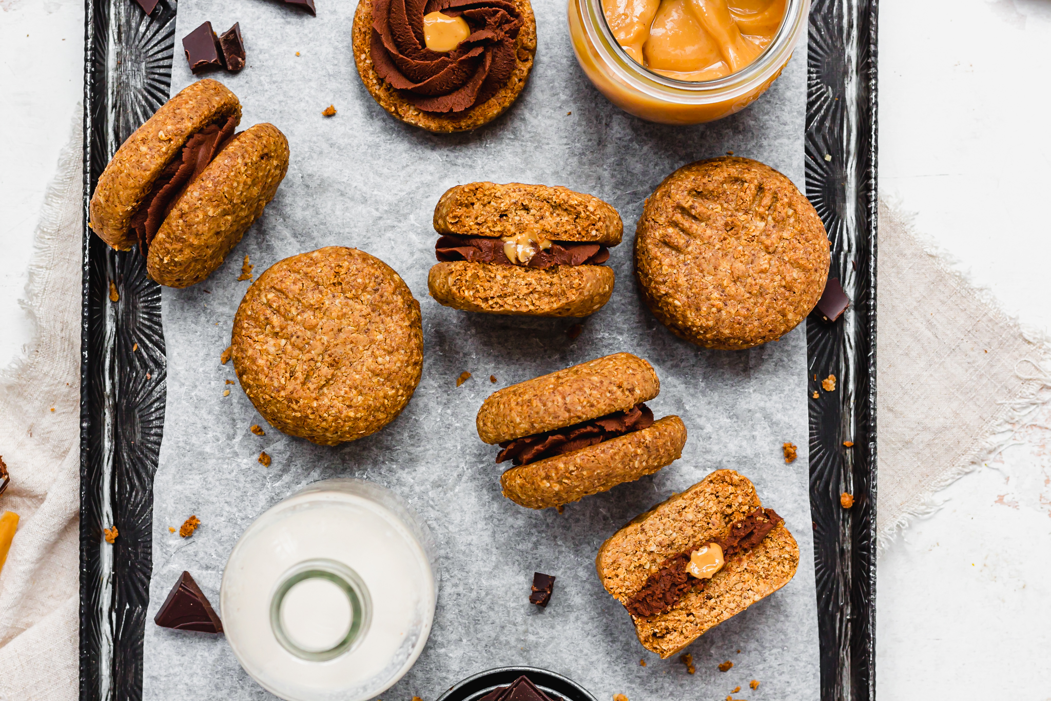 Landscape photo of Chocolate Filled Peanut Butter Cookie Sandwiches