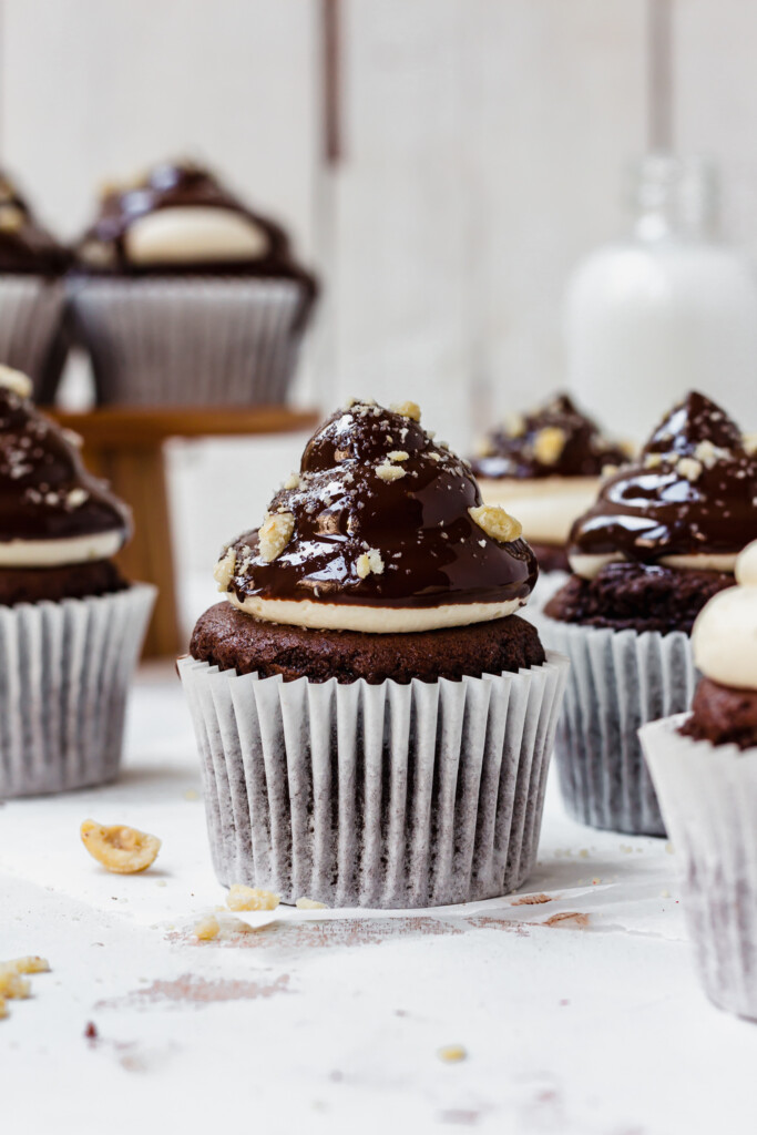 Chocolate Hazelnut Dipped Cupcakes