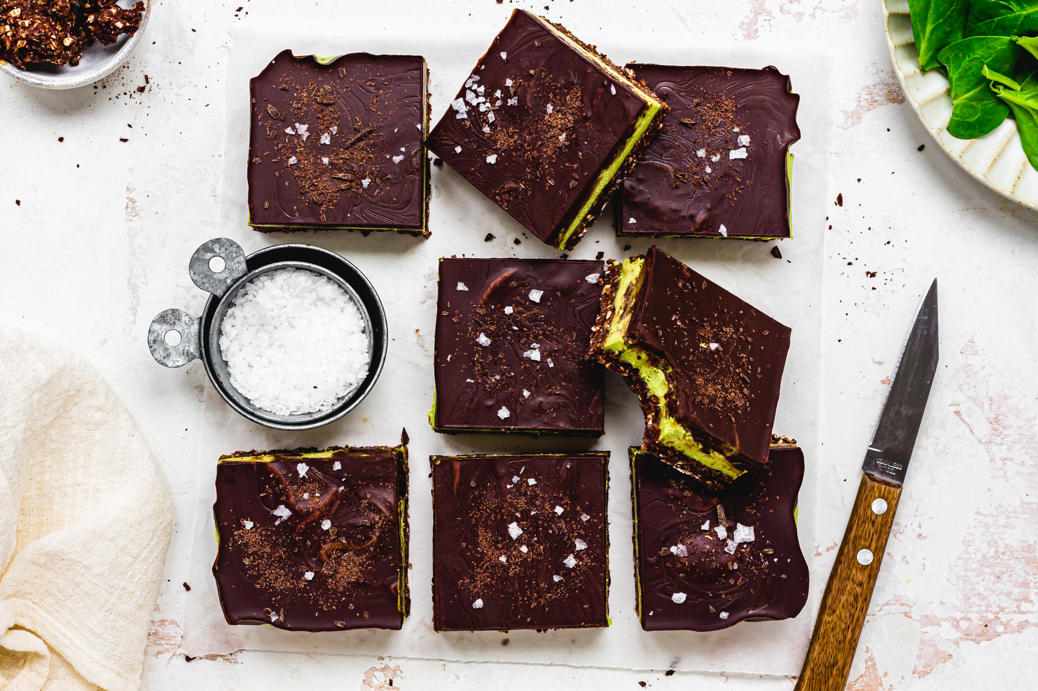 Landscape image of Chocolate Mint Cheesecake Slices
