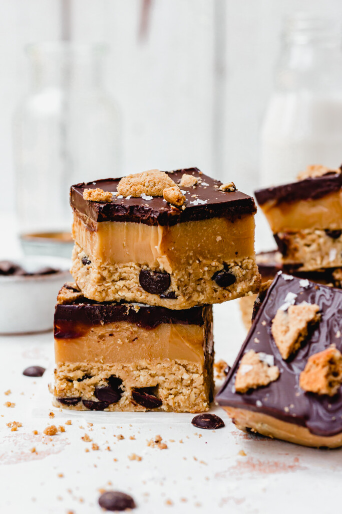 Two Cashew Chocolate Chip Cookie Caramel Bars