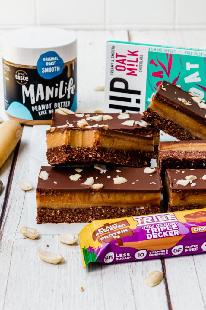 Chocolate Peanut Butter Caramel Oat Bars with products used