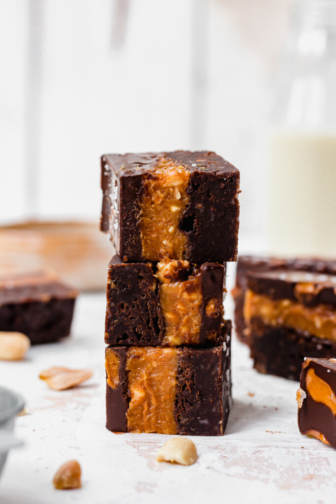 Three Snickers Caramel Brownies