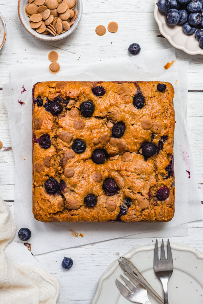 White Chocolate Blueberry Blondie Cake without frosting