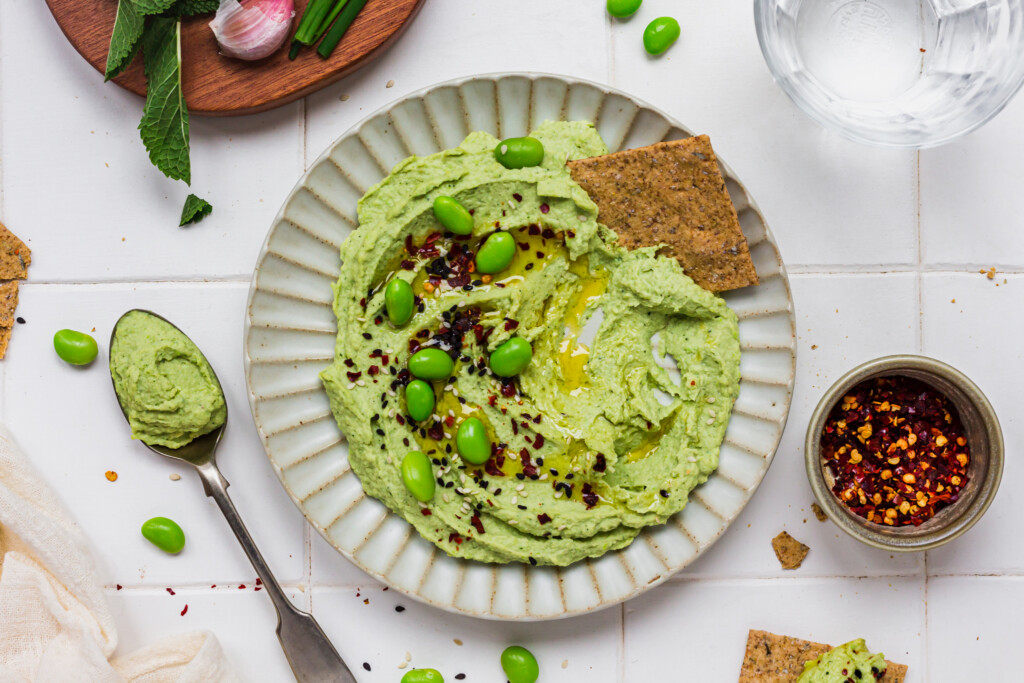 Landscape photo of Edamame and Butterbean Hummus