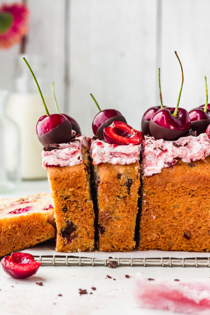 Slices of Chocolate Cherry Loaf Cake