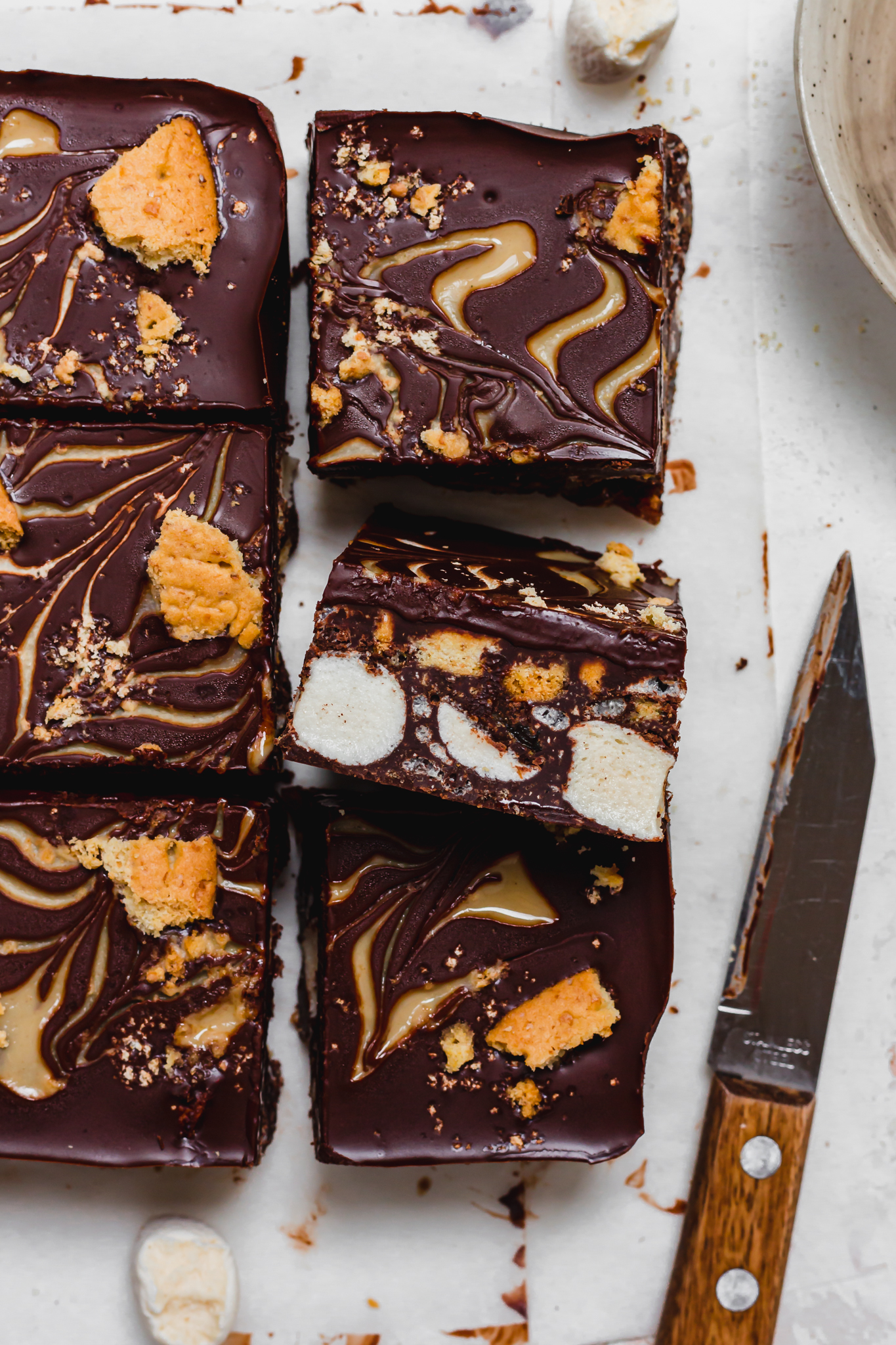 Close up of the side of a Easy Vegan Rocky Road