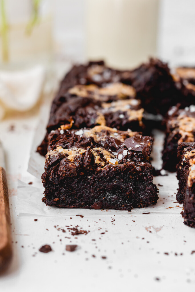 Close up of a Chocolate Courgette Fudge Brownie