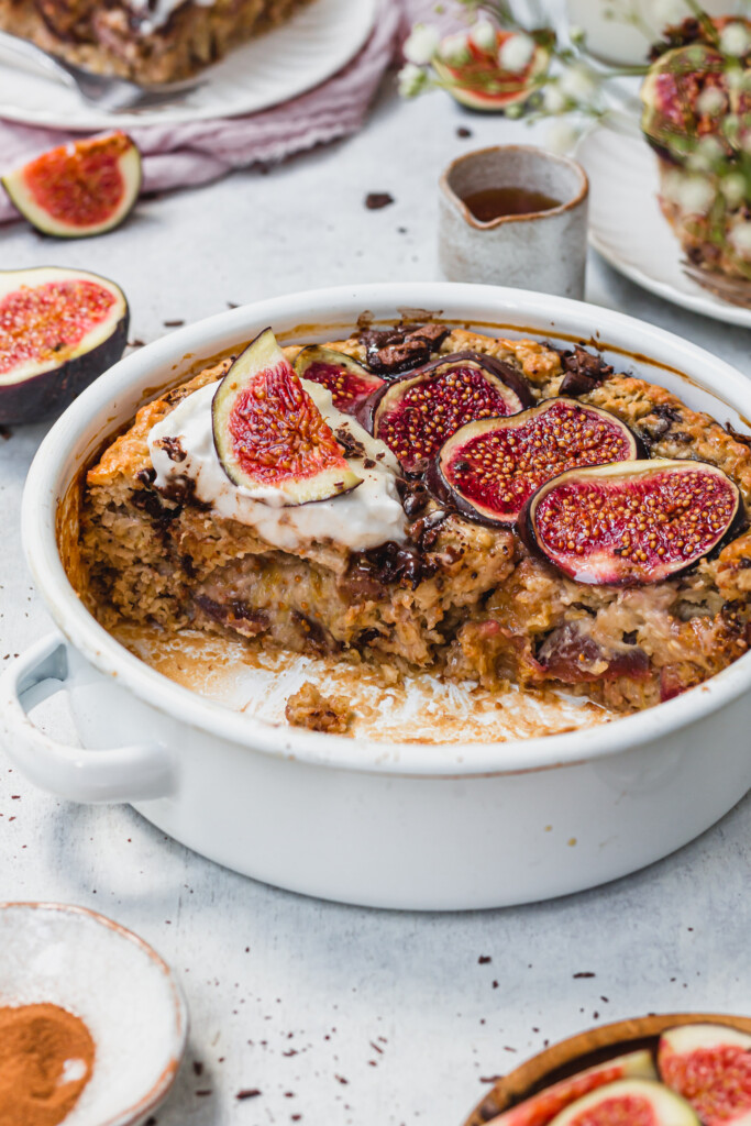 The inside of Chocolate and Fig Baked Oats