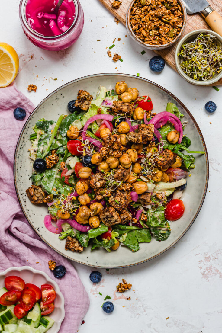 Chickpea Salad Bowl with Dilly Croutons