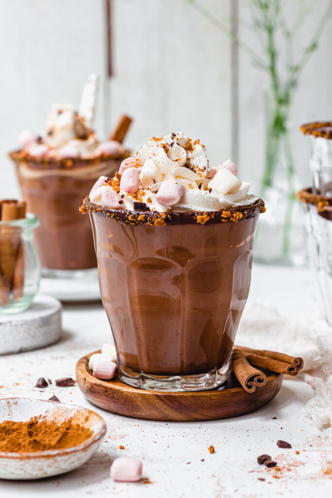 Pumpkin Spice Hot Chocolate with whipped cream and marshmallows