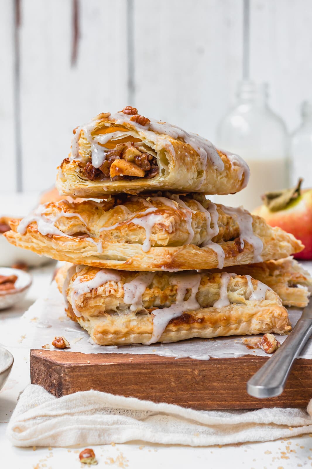 Apple Pecan Caramel Puff Pastries (Vegan) - Nourishing Amy - Caramel Puff Pastry Pancakes